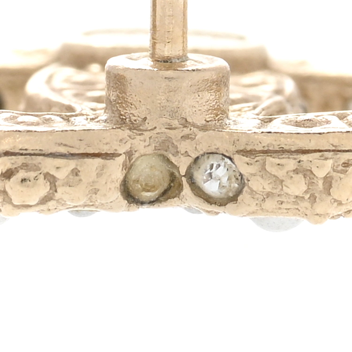 Chanel Pearl Crystal CC Earrings Light Gold 5 of 7