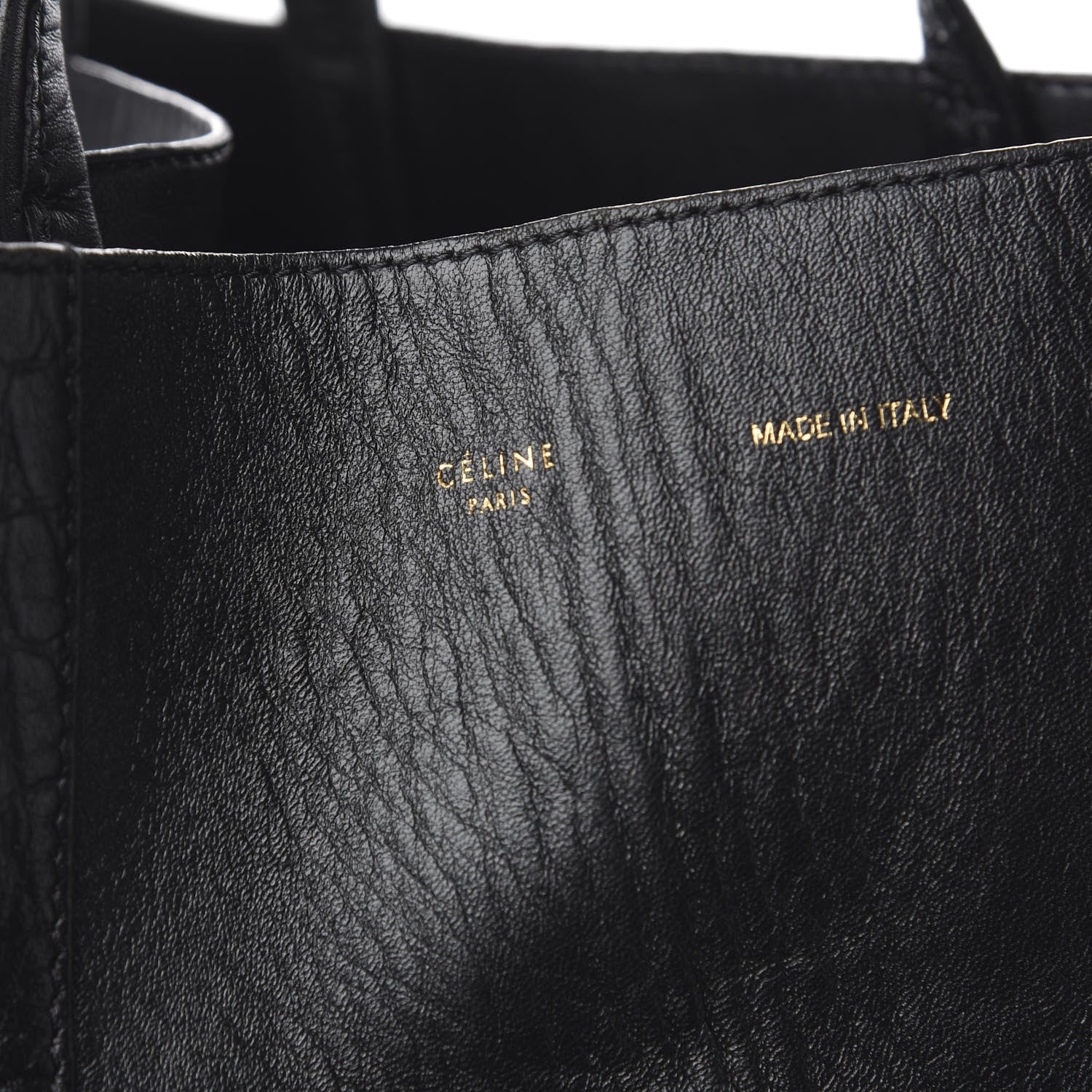 Celine Lambskin Crocodile Embossed Vertical Cabas Black 6 of 12