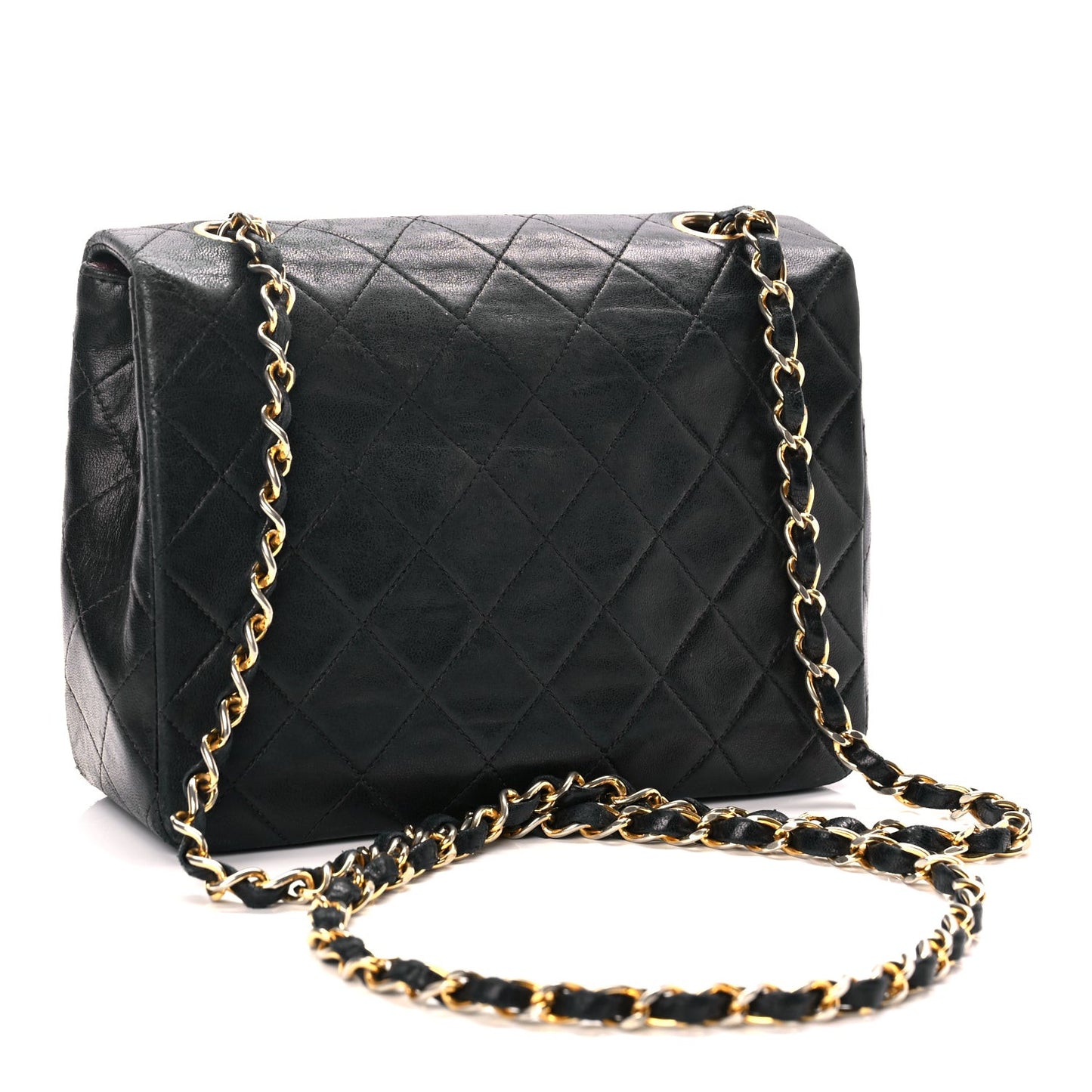 Lambskin Quilted Small Single Flap Black Black