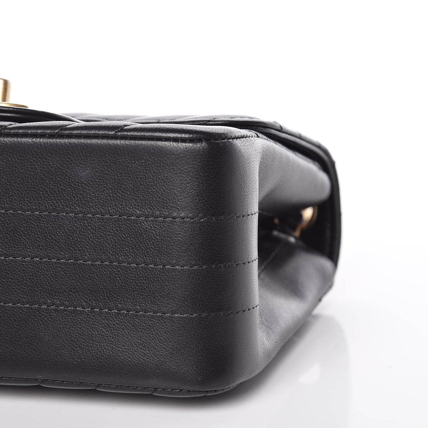 Lambskin Chevron Quilted Mini Square Flap Black