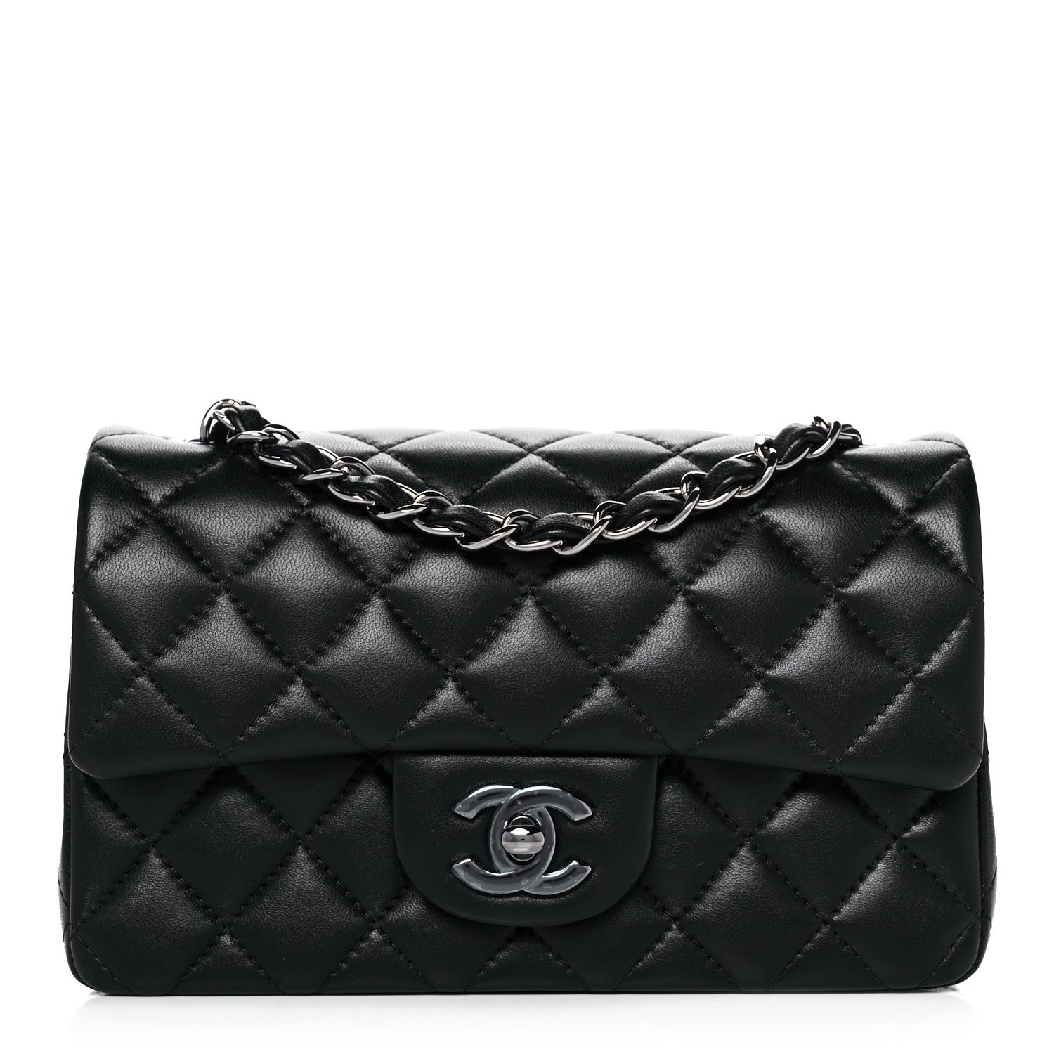 Chanel Lambskin Quilted Mini Rectangular Flap Black 1 of 15