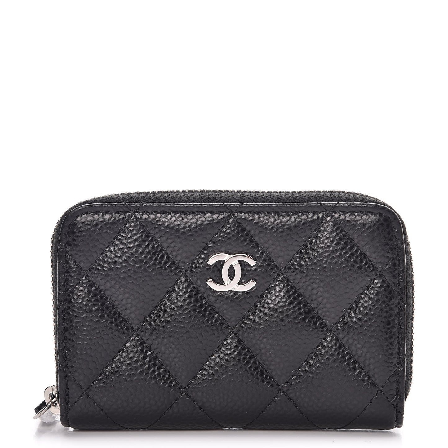 Caviar Quilted Zip Coin Purse Black