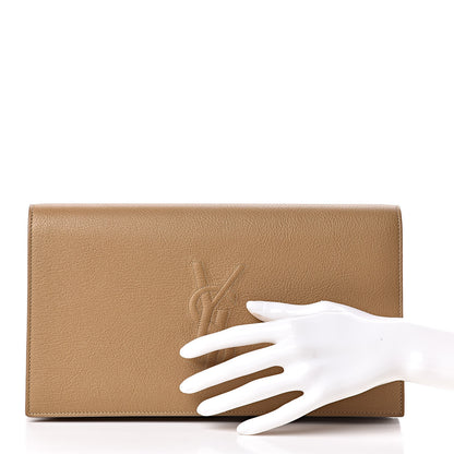Saint Laurent Calfskin Monogram Large Belle De Jour Clutch Beige 2 of 8