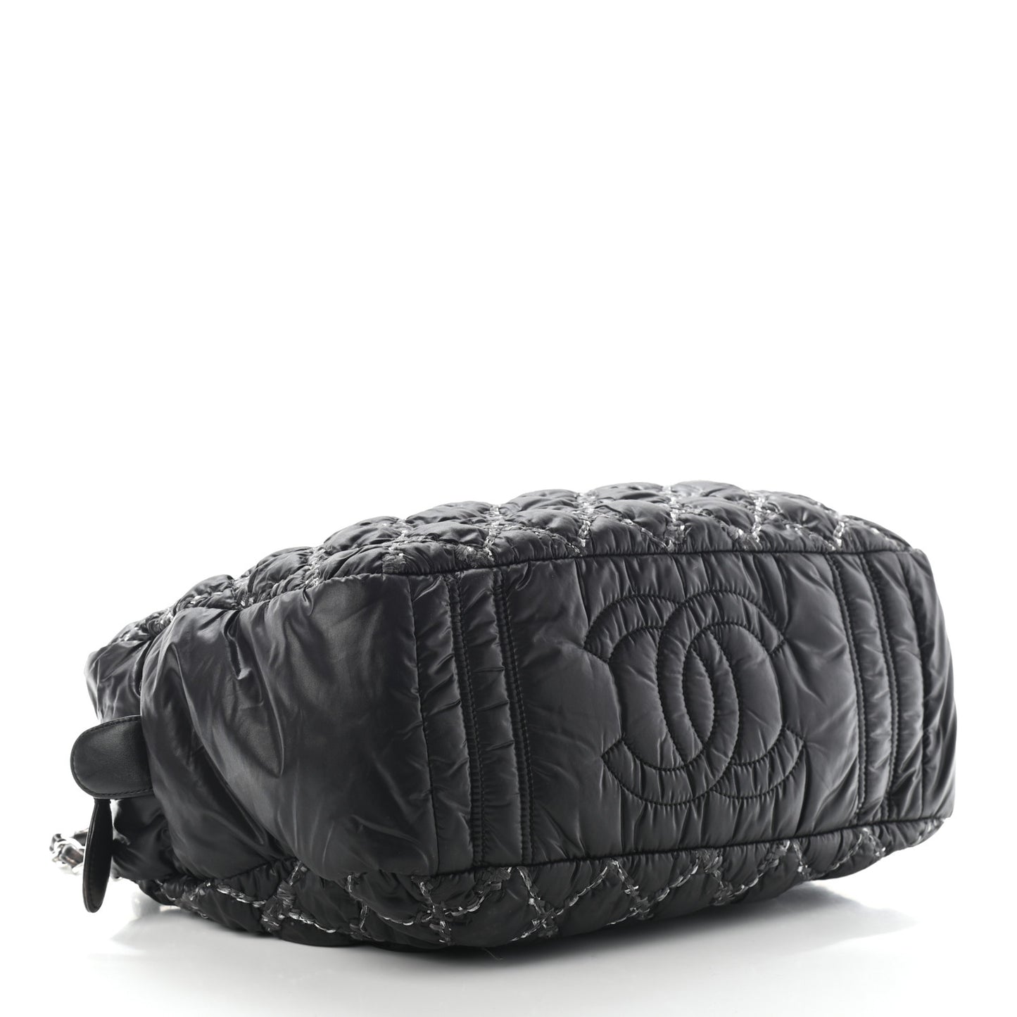 Nylon Quilted Tweed Stitch Bubble Camera Case Black