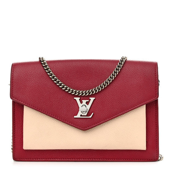 Calfskin My Lockme Chain Pochette Lie De Vin Etain Creme