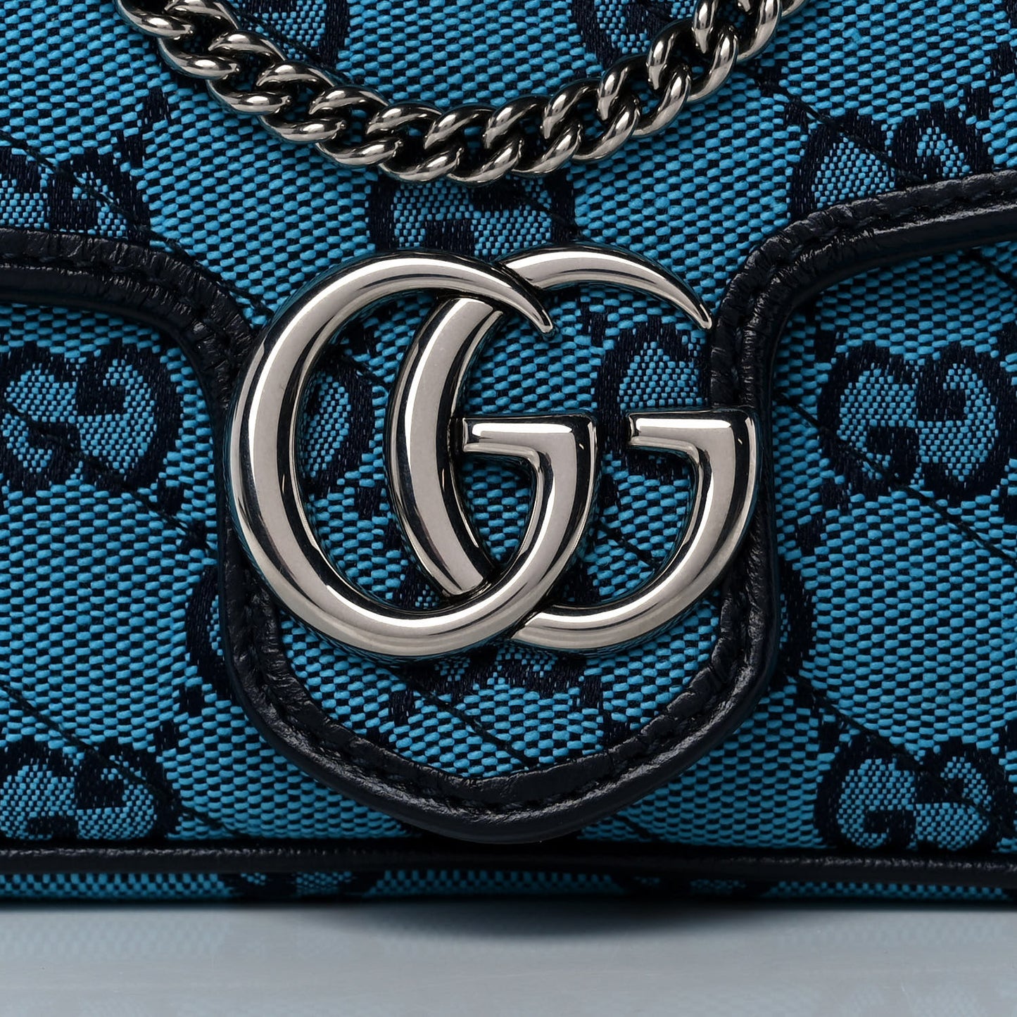 Monogram Multicolor Matelasse Diagonal Super Mini GG Marmont Shoulder Bag Light Blue