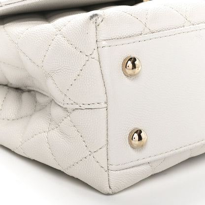 Chanel Caviar Quilted Mini Coco Handle Flap White 9 of 10
