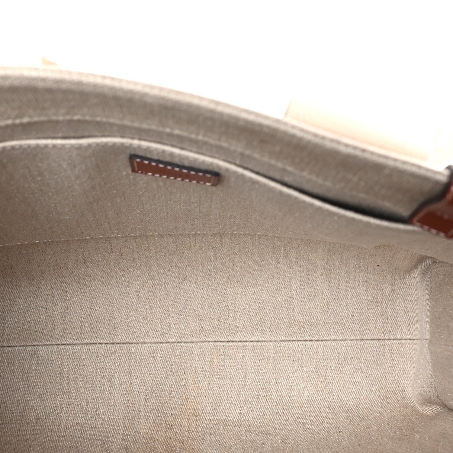 Chloe Linen Calfskin Medium Woody Ribbon Tote  White Brown 4 of 8