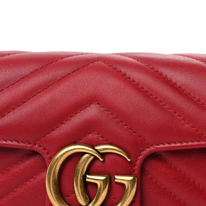 Gucci Calfskin Matelasse Super Mini GG Marmont Shoulder Bag  Hibiscus Red 6 of 8