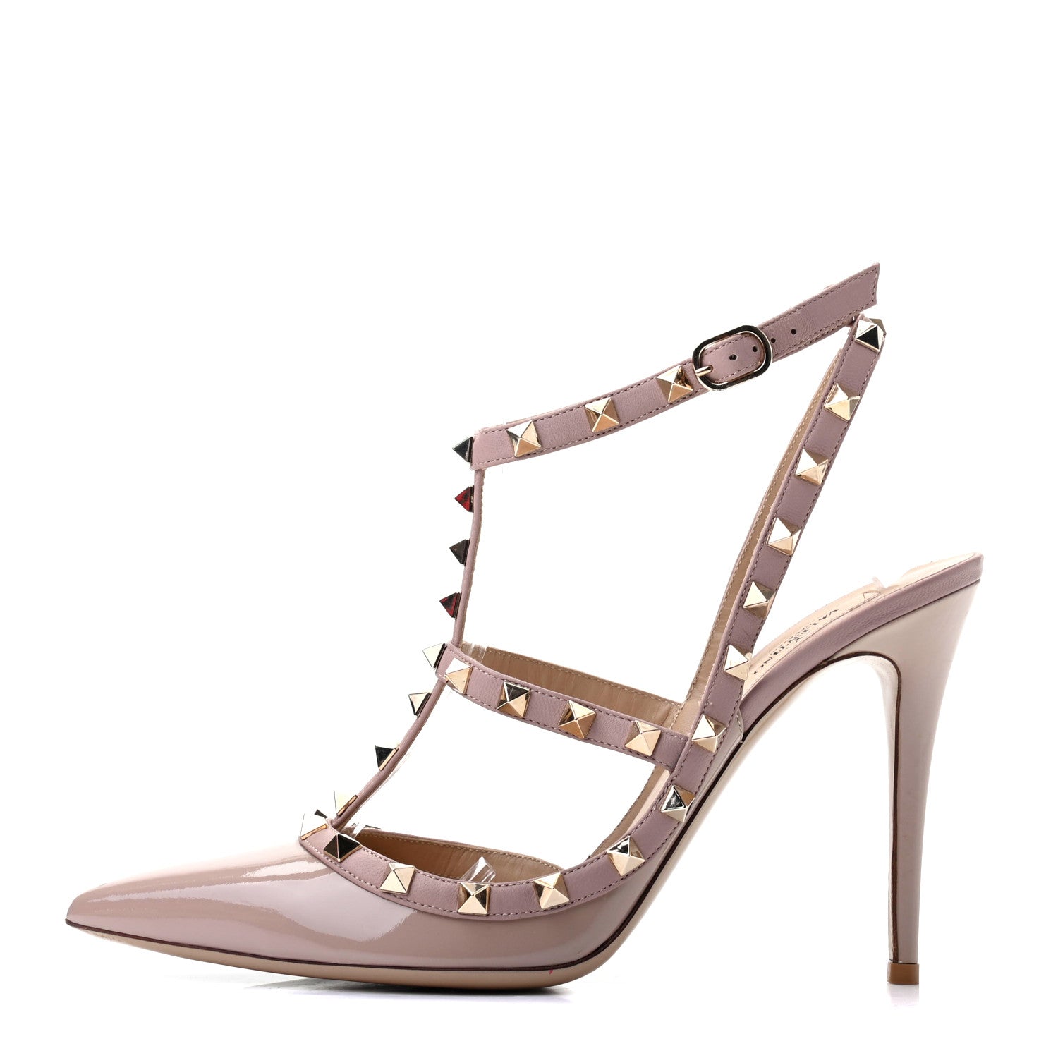 Valentino Garavani Patent Rockstud Ankle Strap Pumps 41.5 Poudre 1 of 10