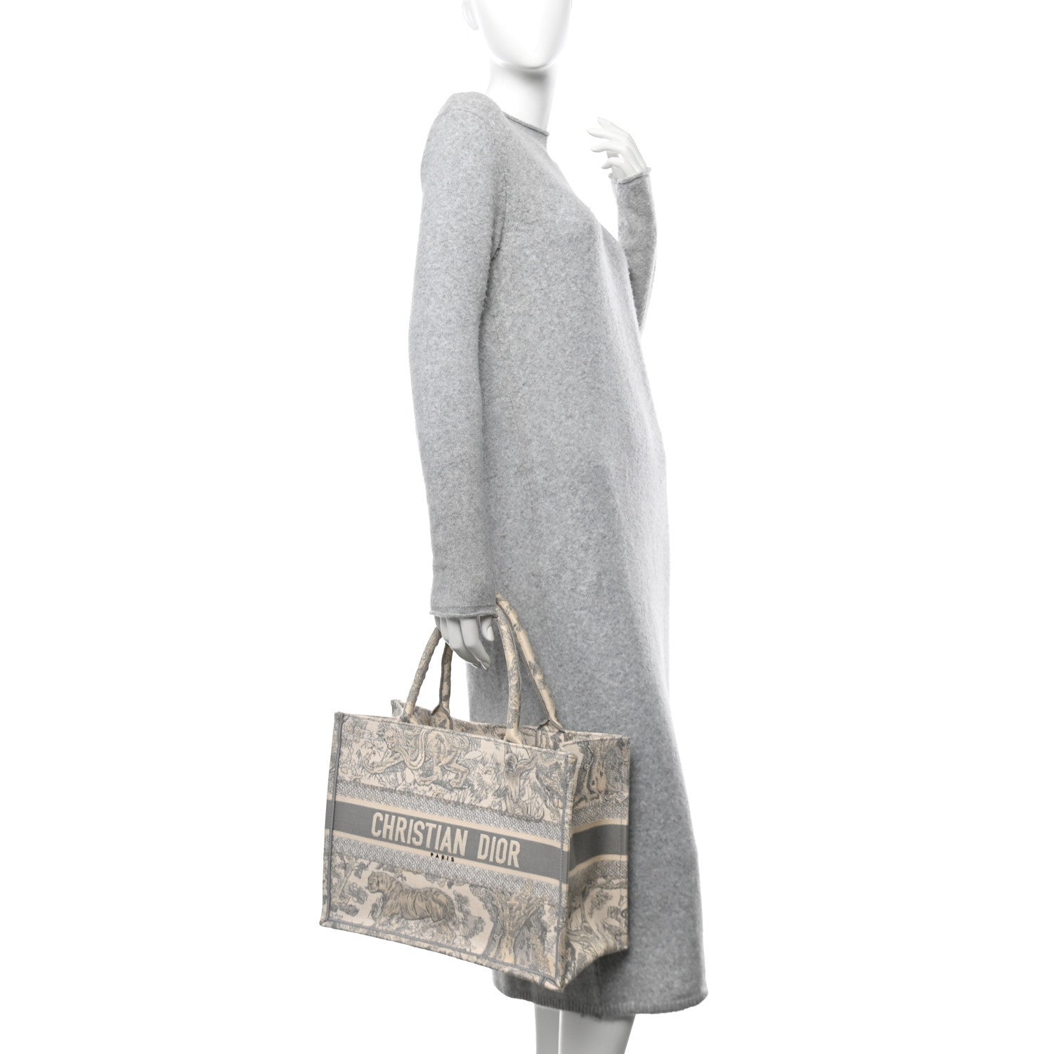 Christian Dior Canvas Embroidered Medium Dioriviera Toile De Jouy Book Tote Gray 2 of 7