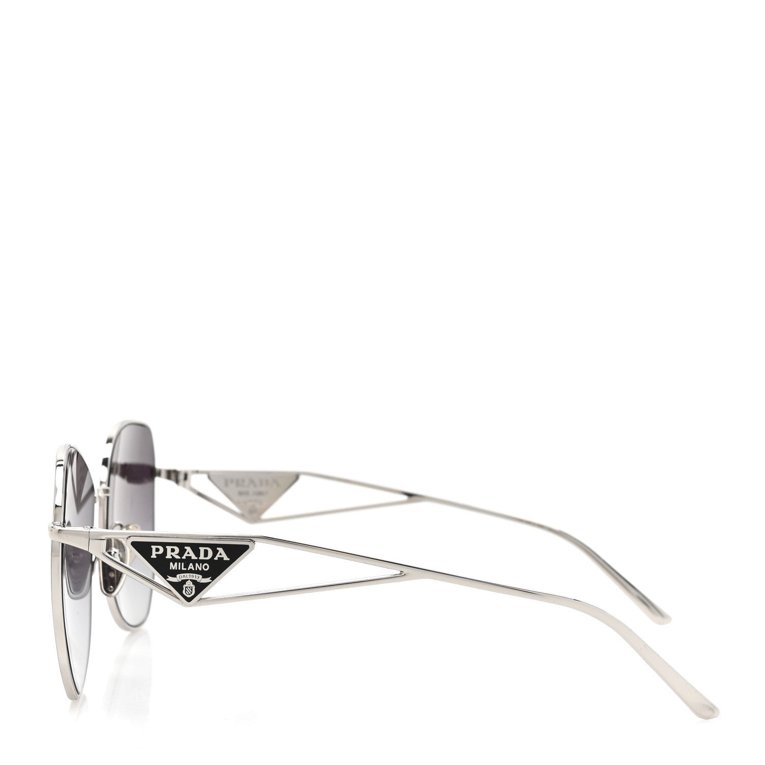 Prada Metal Symbole Triangle Logo Sunglasses SPR57Y Smoky Grey 3 of 7