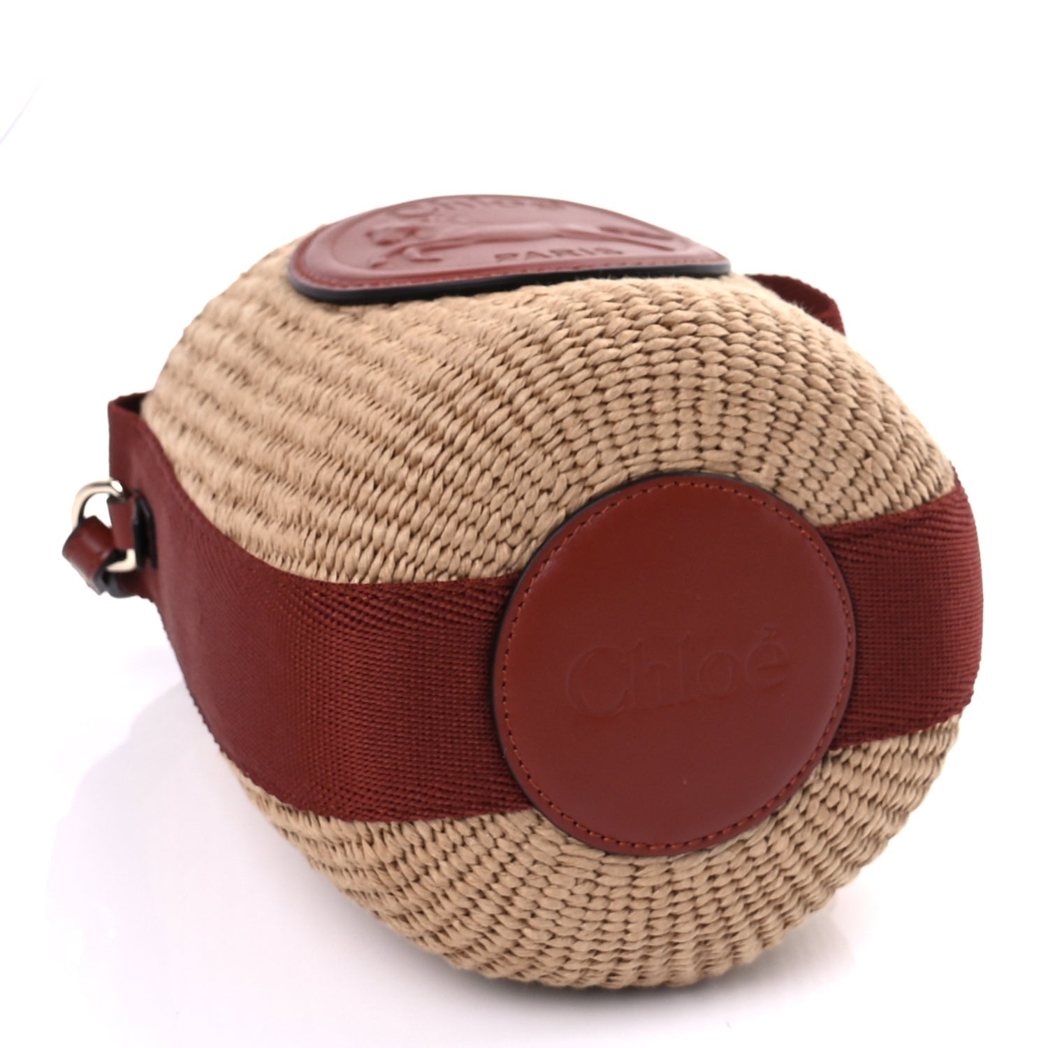 Chloe X MIFUKO Paper Raffia Calfskin Small Horse Medal Bucket Bag Sepia Brown 4 of 14