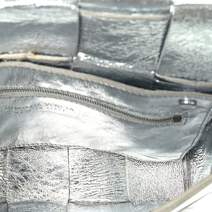 Bottega Veneta Metallic Lambskin Maxi Intrecciato Cassette Crossbody Bag  Silver 4 of 8