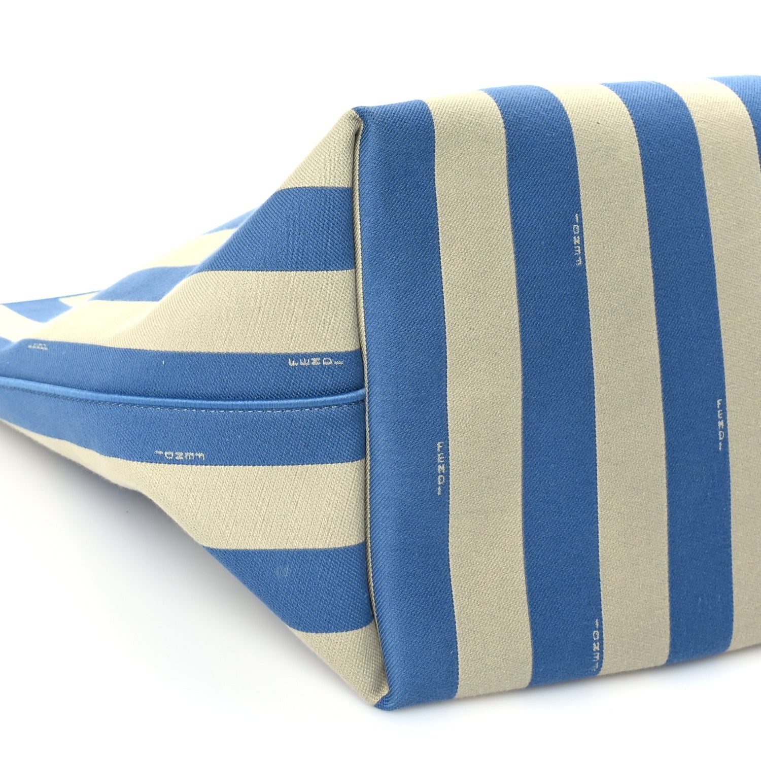 Fendi Pequin Stripe FF Large Roll Tote  Cerulean Blue Sand Beige 8 of 9