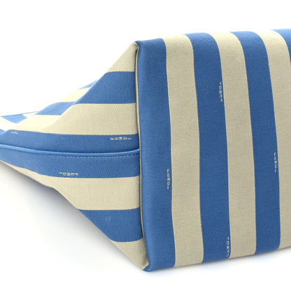 Fendi Pequin Stripe FF Large Roll Tote  Cerulean Blue Sand Beige 8 of 9