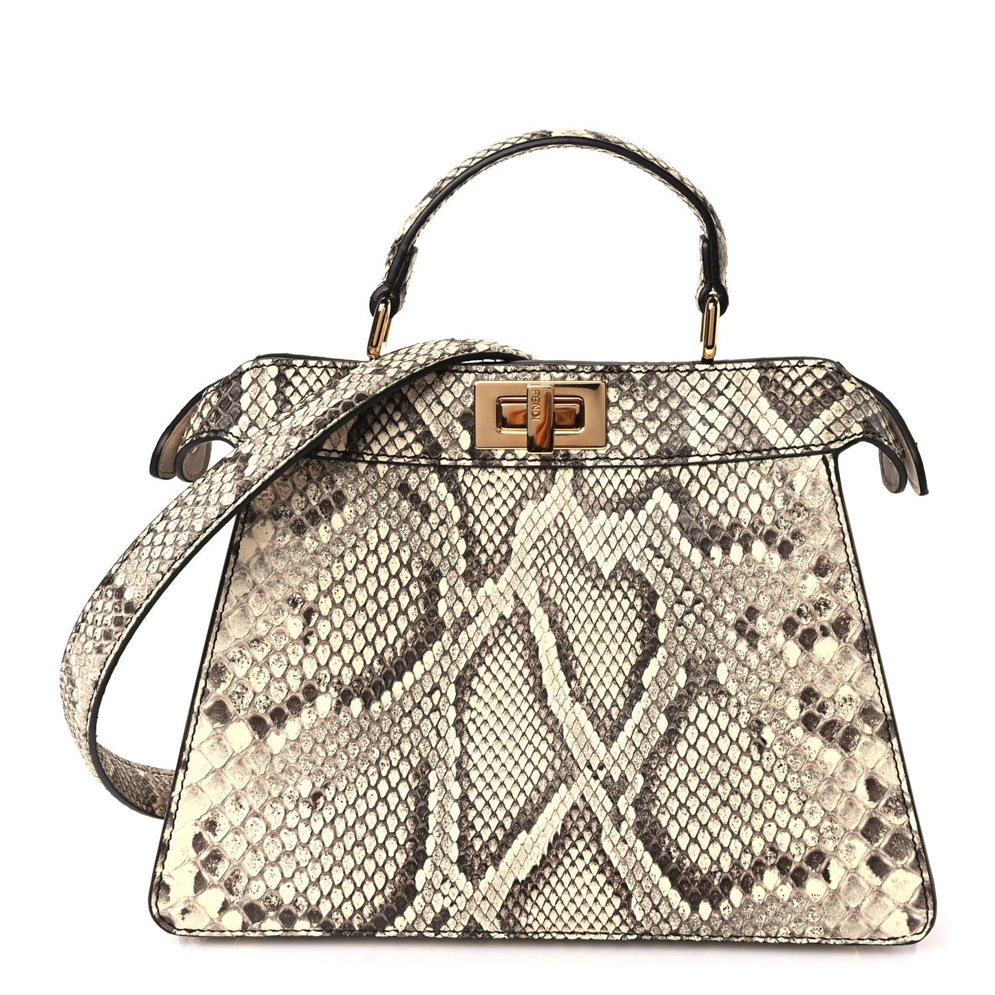 Snakeskin Shiny Nappa Small Peekaboo I SEE U Beige