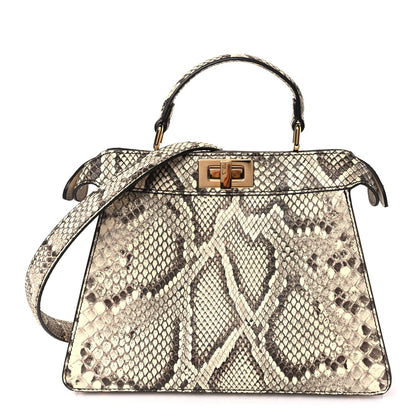 Fendi Snakeskin Shiny Nappa Small Peekaboo I SEE U Beige 1 of 8