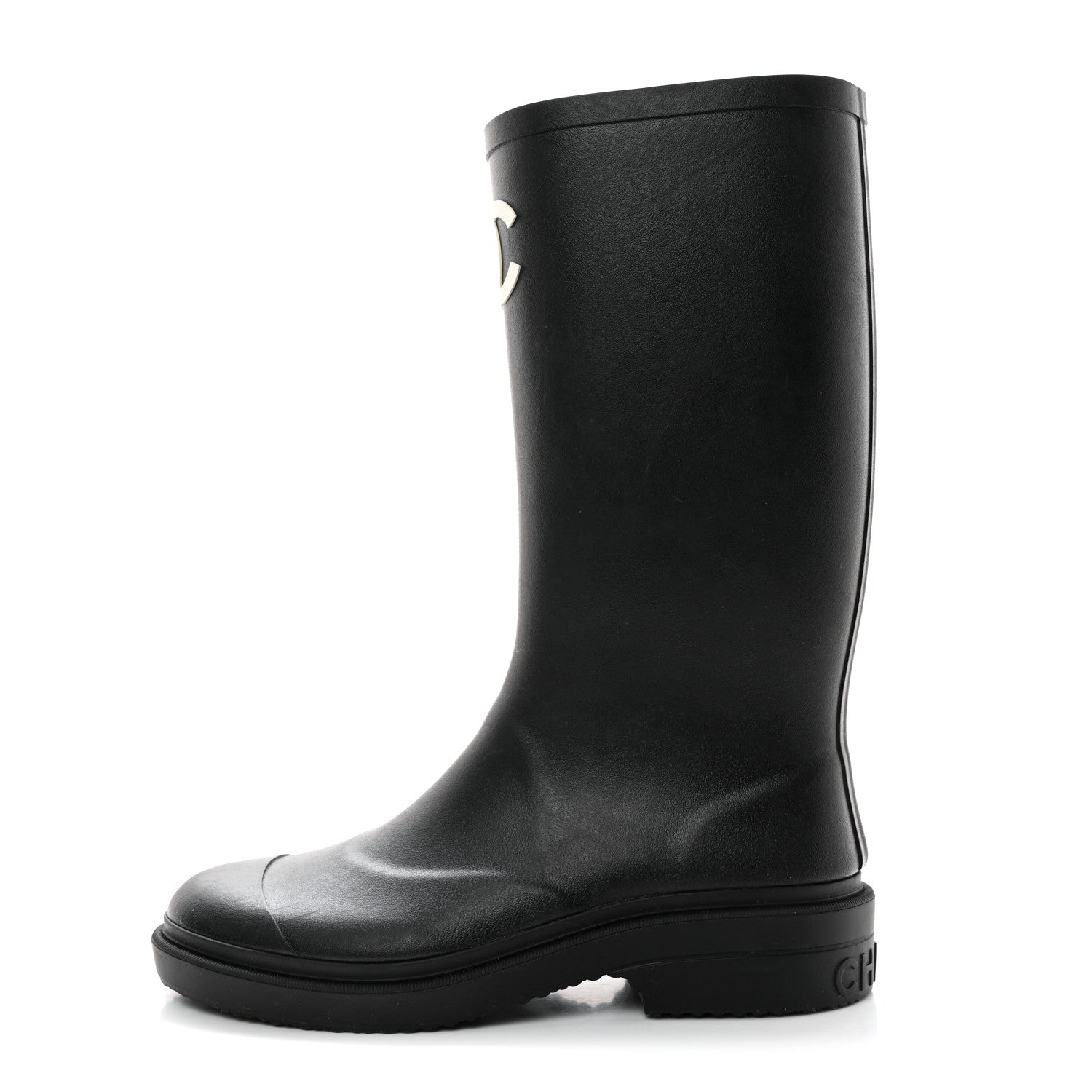 Chanel Caoutchouk CC High Boots 37 Black 1 of 8