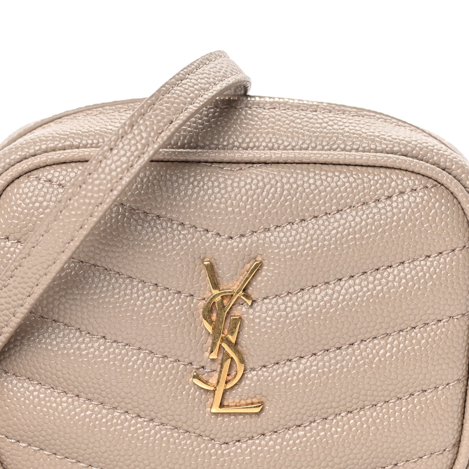 Saint Laurent Grain De Poudre Matelasse Monogram Baby Lou Camera Bag  Dark Beige 6 of 7