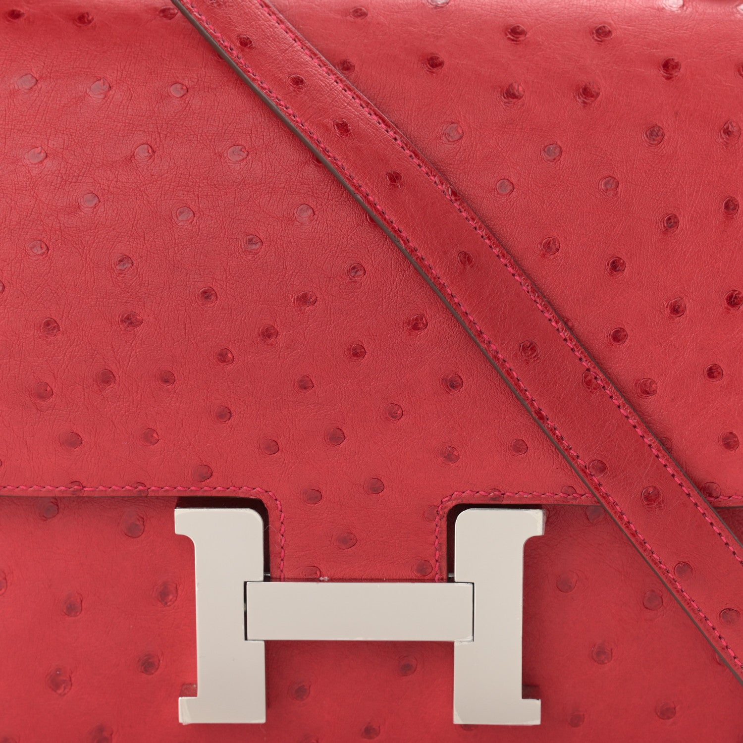 Hermes Ostrich Constance 24 Rouge Vif 8 of 11