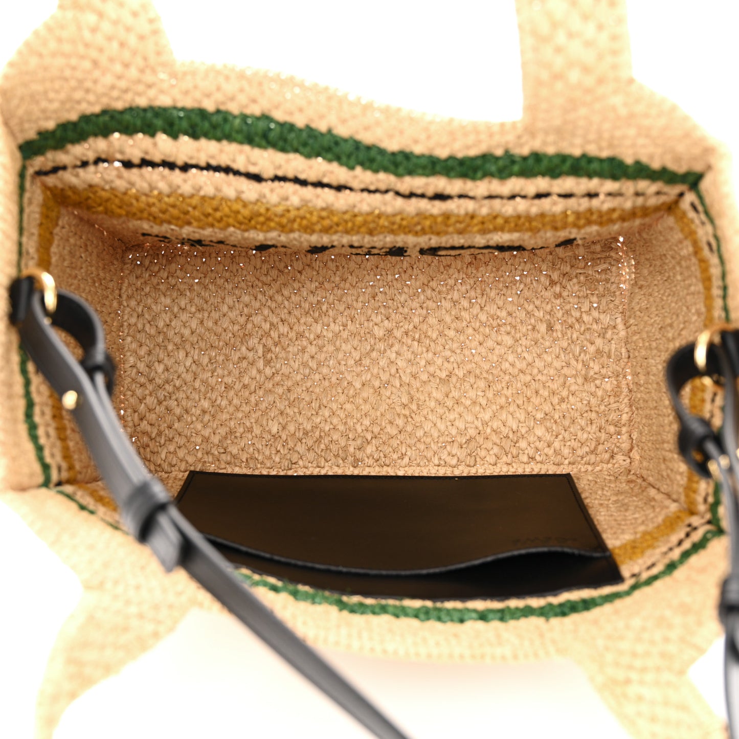 Raffia Small Paula's Ibiza Logo Tote Beige Multicolor