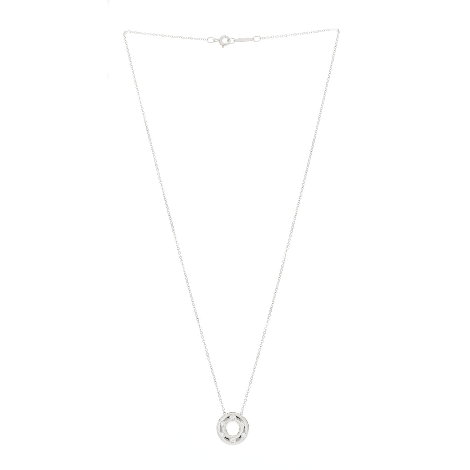 Tiffany Platinum Diamond Etoile Circle Pendant Necklace 2 of 5