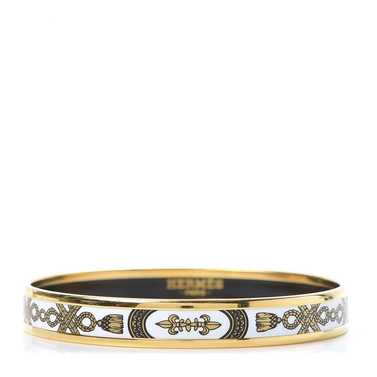 Hermes Enamel Printed Grand Apparat Narrow Bracelet 65 White 1 of 4