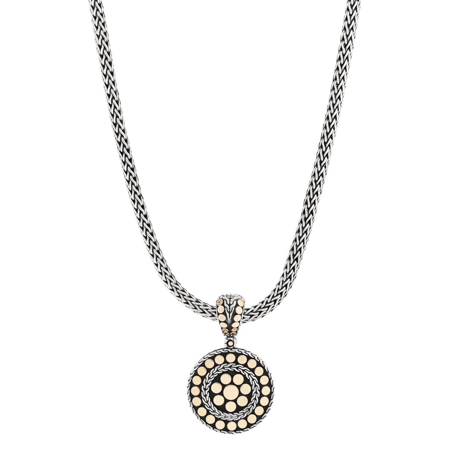 John Hardy Sterling Silver 18K Yellow Gold Dot Enhancer Pendant Necklace 1 of 6