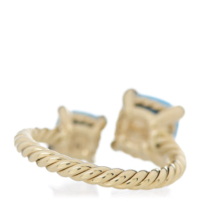 David Yurman 18K Yellow Gold Diamond Turquoise Chatelaine Bypass Ring 55 7.25 3 of 5