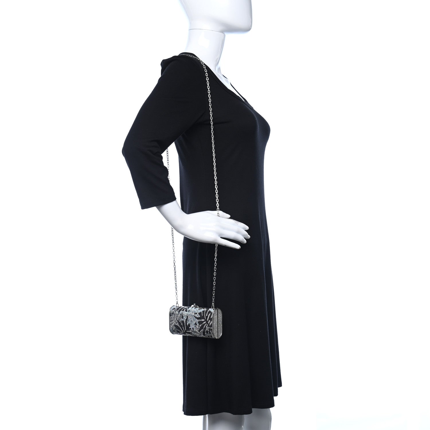 Judith Leiber Swarovski Crystal Minaudiere Clutch Silver Multicolor 2 of 7