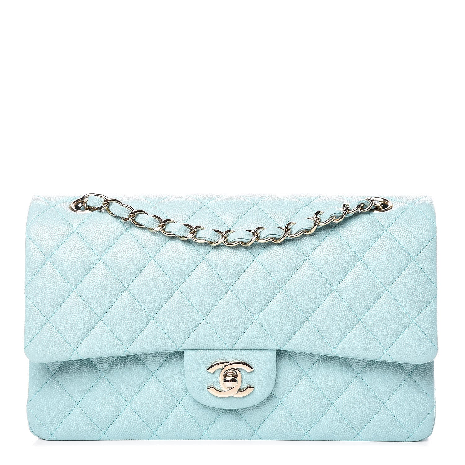Chanel Caviar Quilted Medium Double Flap Light Blue 1 of 10