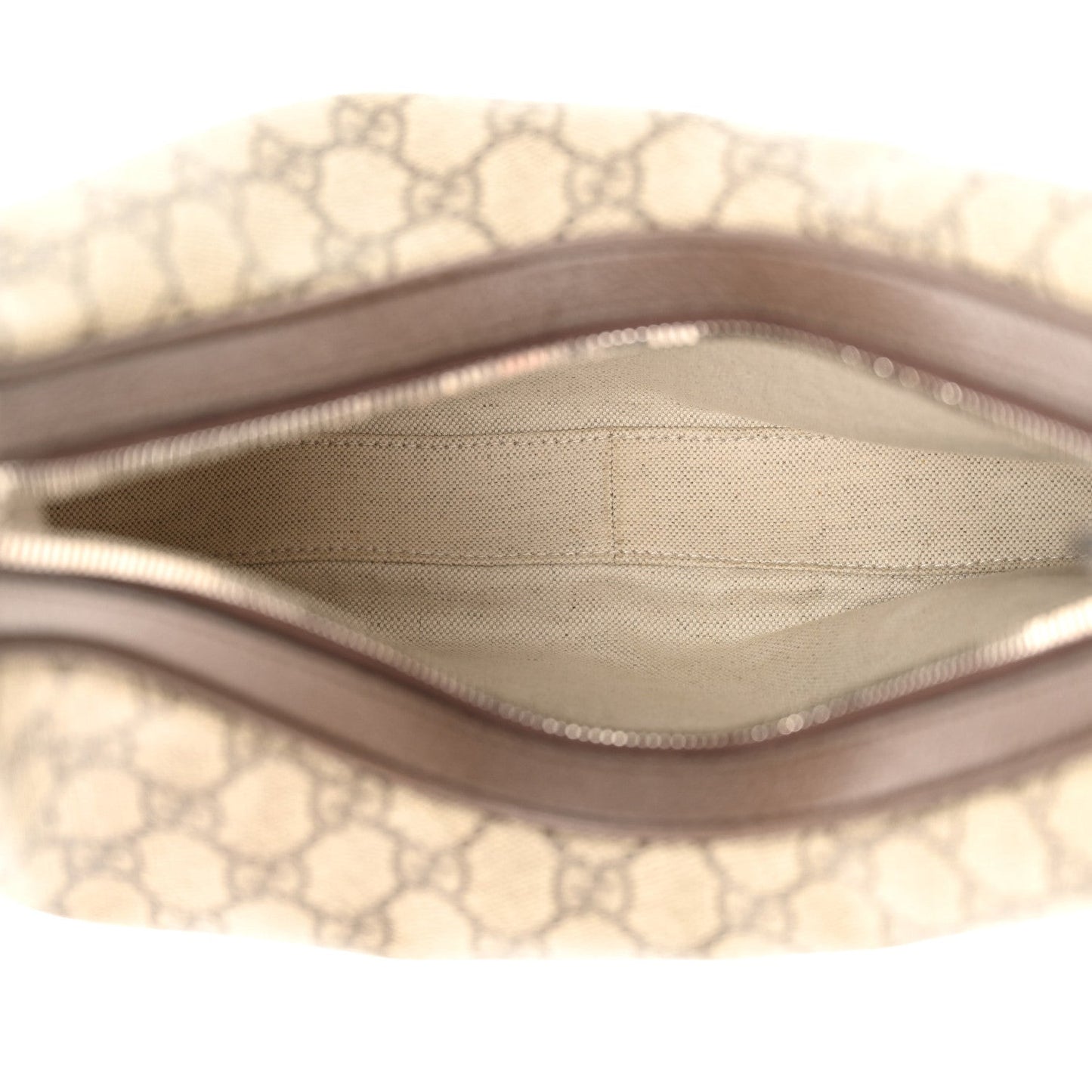 GG Supreme Monogram Textured Calfskin Web Large Attache Shoulder Bag Beige Ebony New Acero