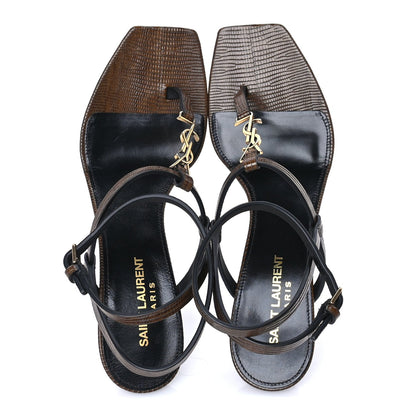 Saint Laurent Calfskin Cassandra 60 Sandals 37.5 Macadamia Brown 5 of 7