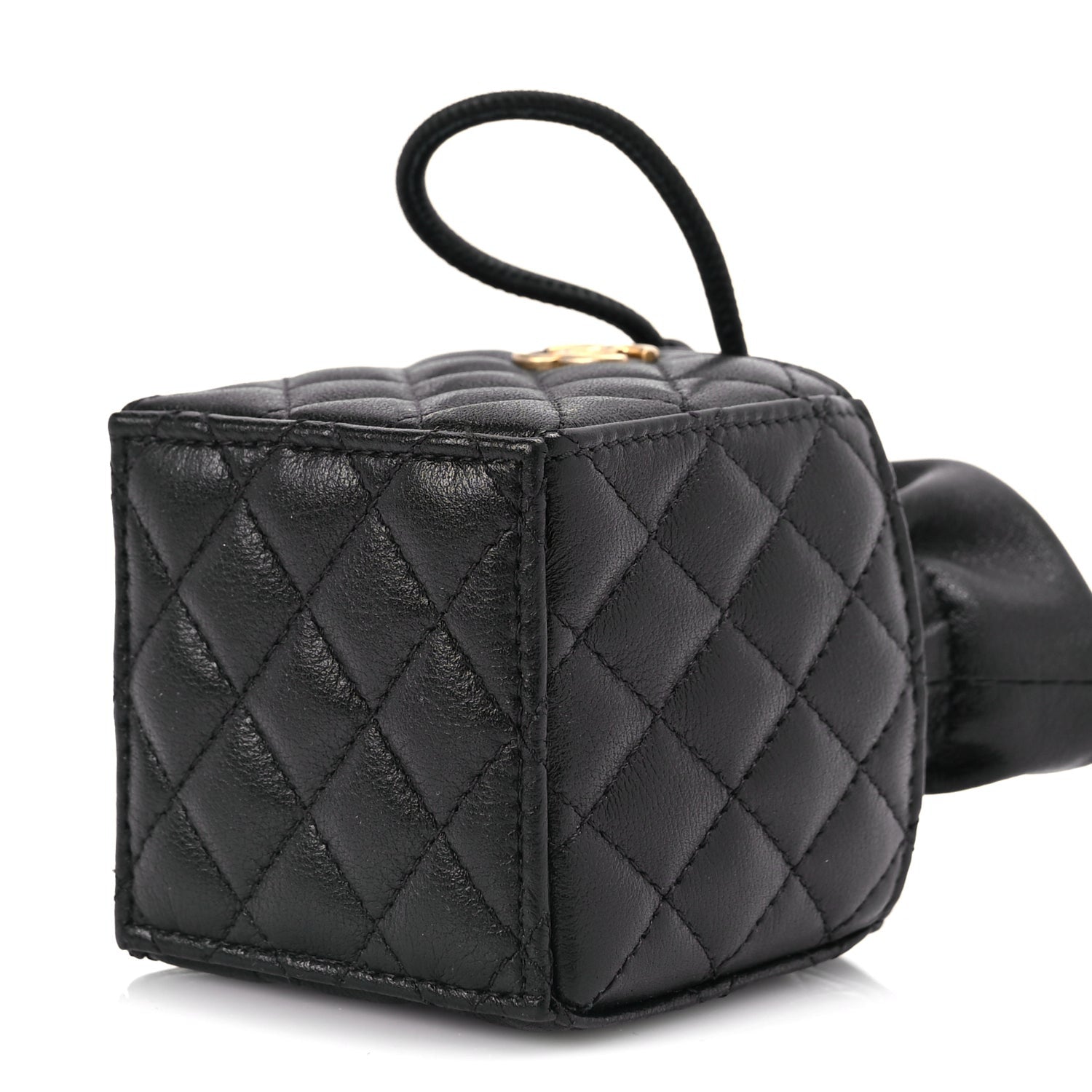 Chanel Calfskin Quilted Mini Drawstring Bucket Bag Black 9 of 10