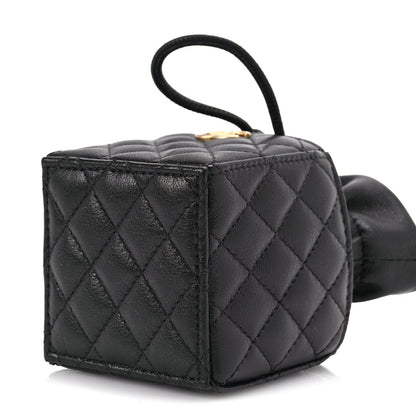 Chanel Calfskin Quilted Mini Drawstring Bucket Bag Black 9 of 10