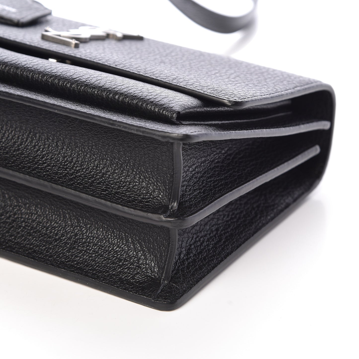 Grained Calfskin Medium Monogram Sunset Satchel Black