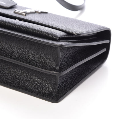 Saint Laurent Grained Calfskin Medium Monogram Sunset Satchel Black 9 of 9