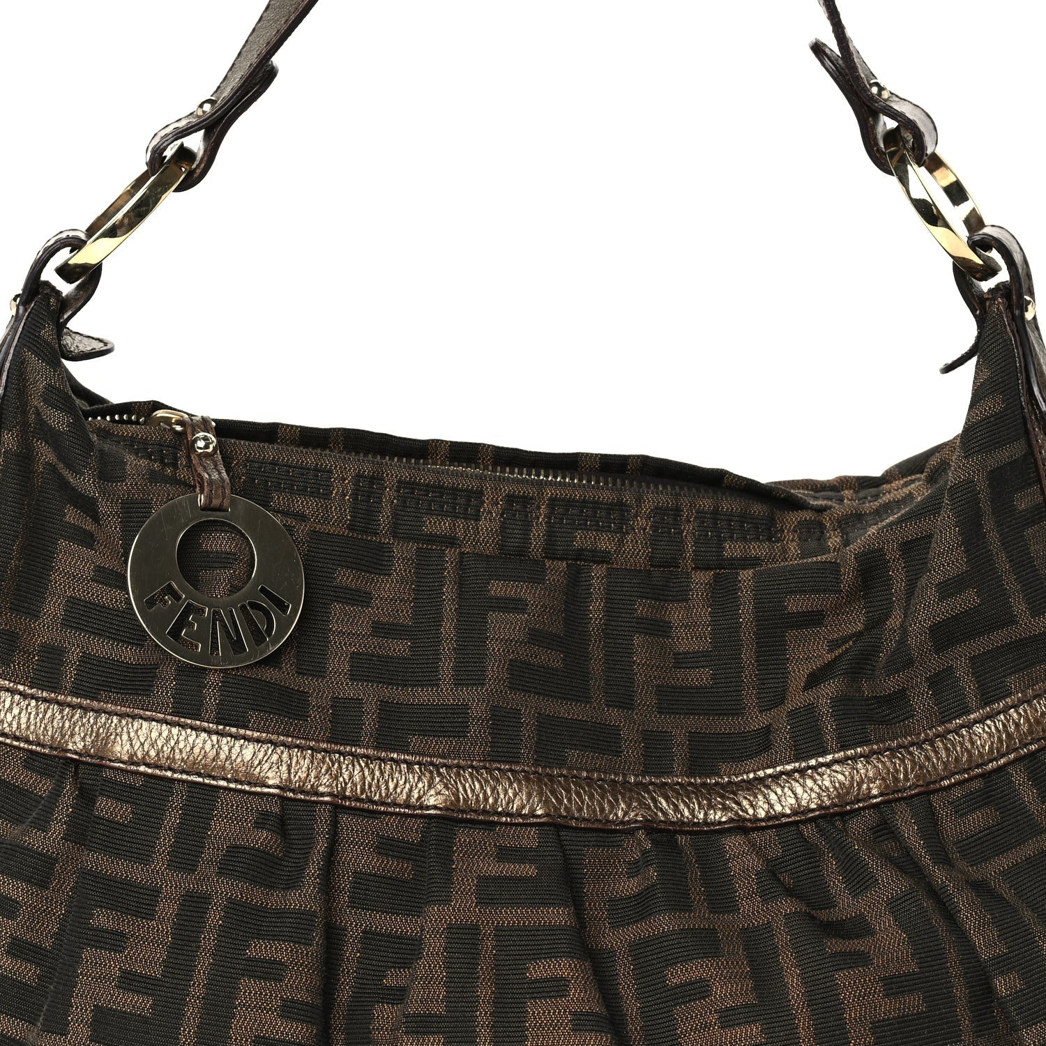Fendi Zucca Cuoio Lucido Chef Hobo Tobacco 6 of 8