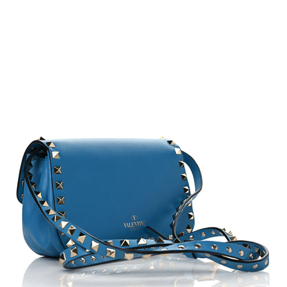 Valentino Garavani Vitello Mini Rockstud Flap Saddle Crossbody Bag Light Blue 2 of 8