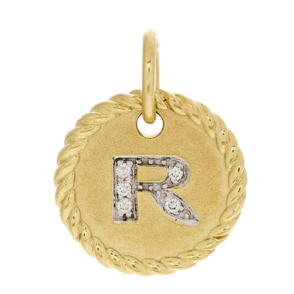 David Yurman 18K Yellow Gold Diamond Initial R Charm Pendant 1 of 4