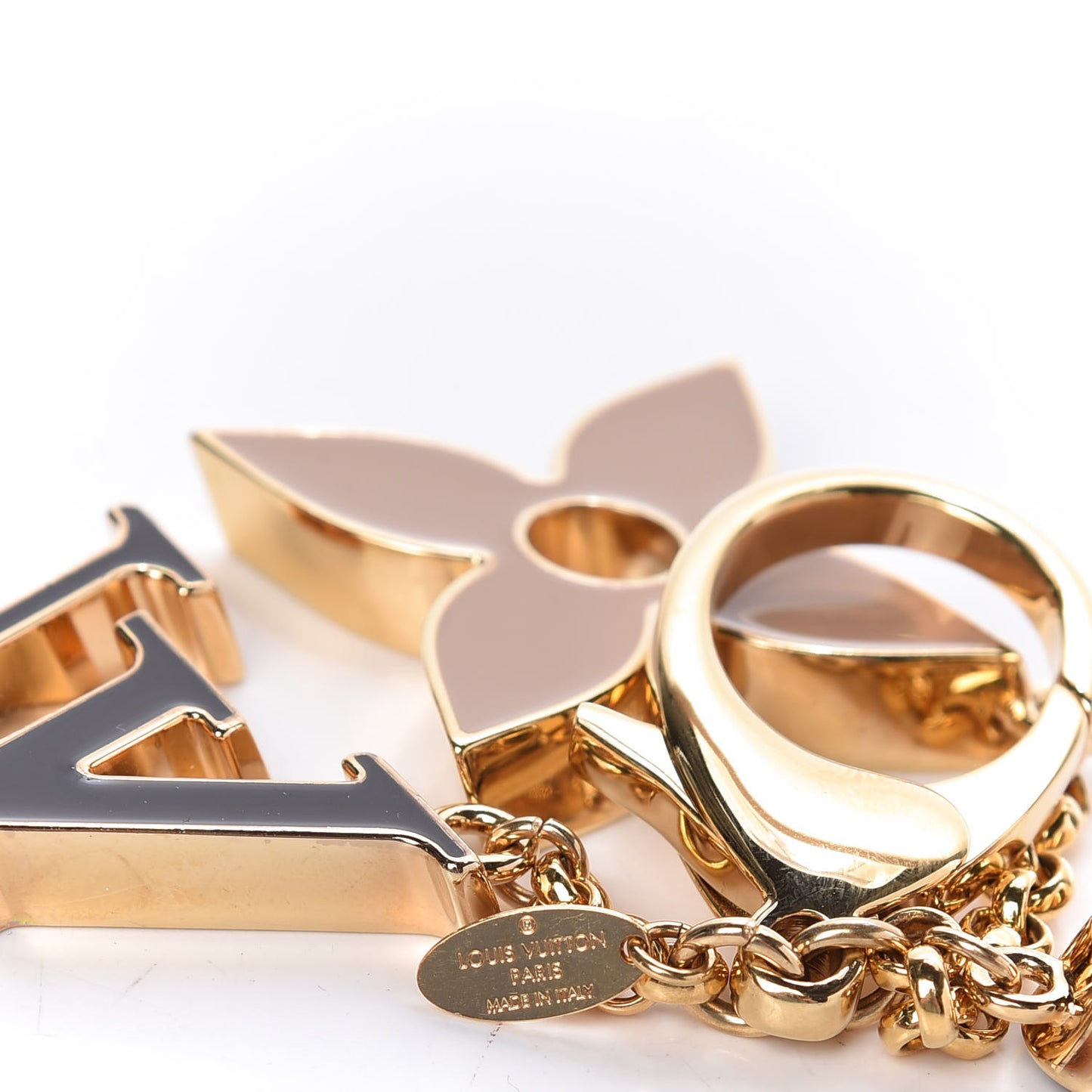 Fleur De Monogram Bag Charm Dore