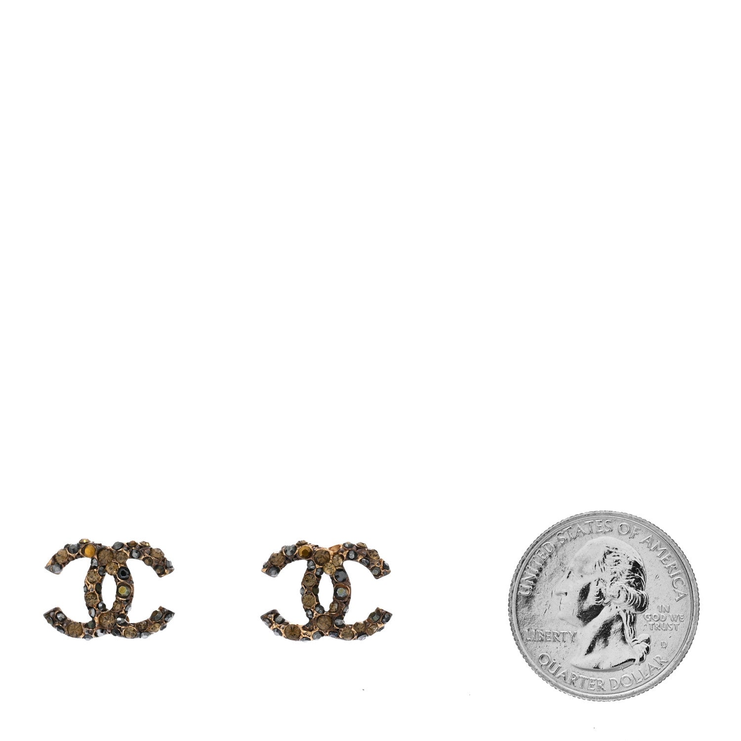 Chanel Crystal CC Earrings Silver Multicolor 2 of 4