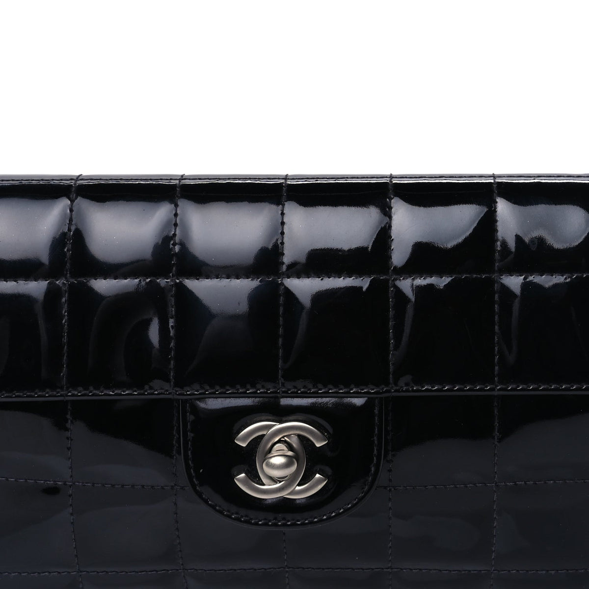 Chanel Patent Quilted East West Chocolate Bar Flap Black 6 of 8