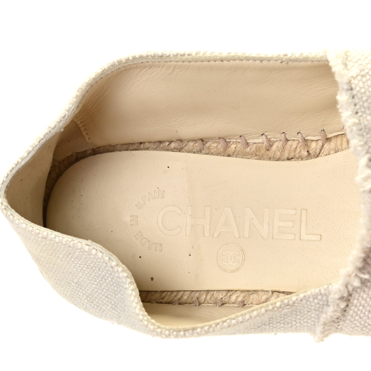 Chanel Canvas Velvet CC Espadrilles 35 Beige Black 7 of 7