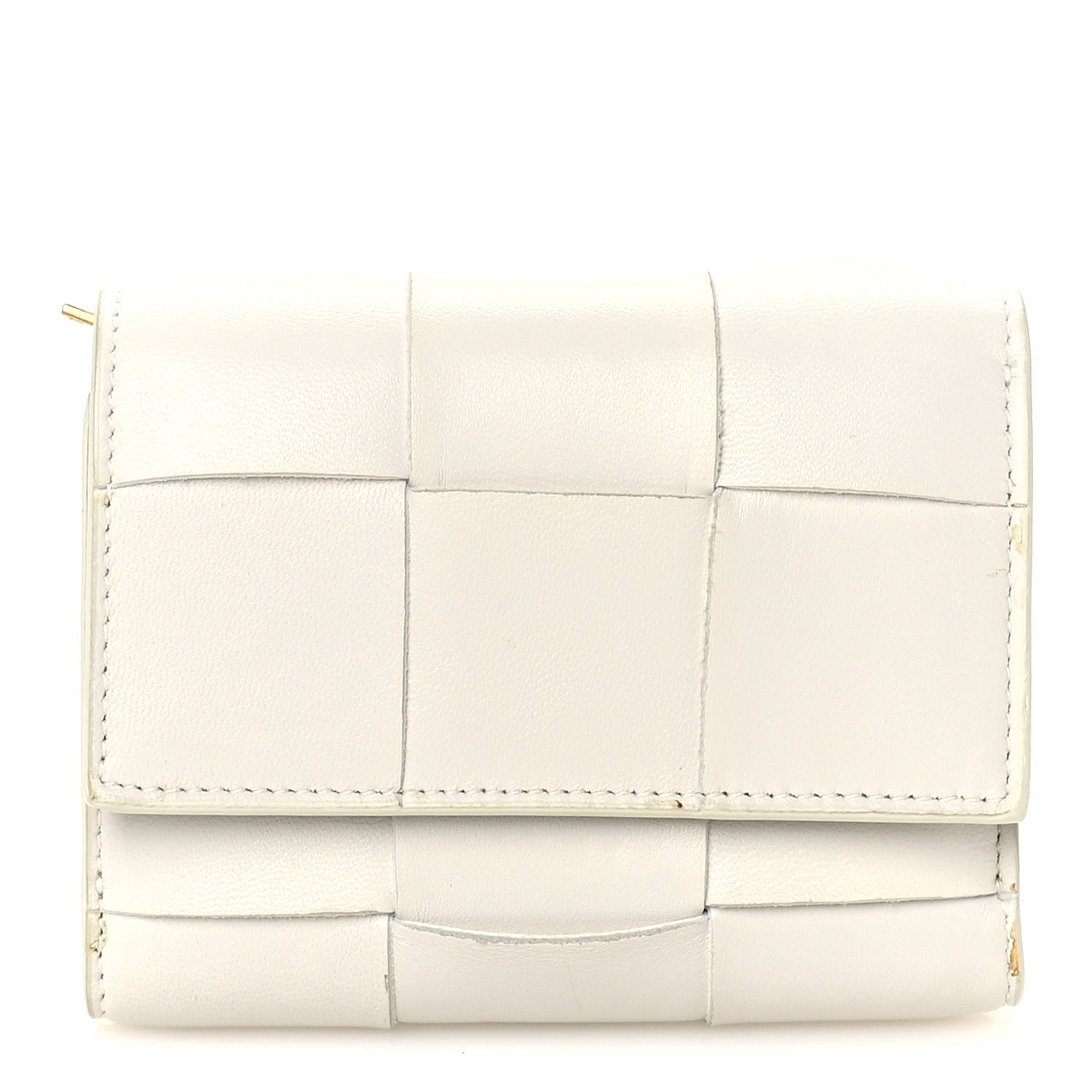 Bottega Veneta Nappa Maxi Intrecciato Trifold Zip Wallet White 1 of 7
