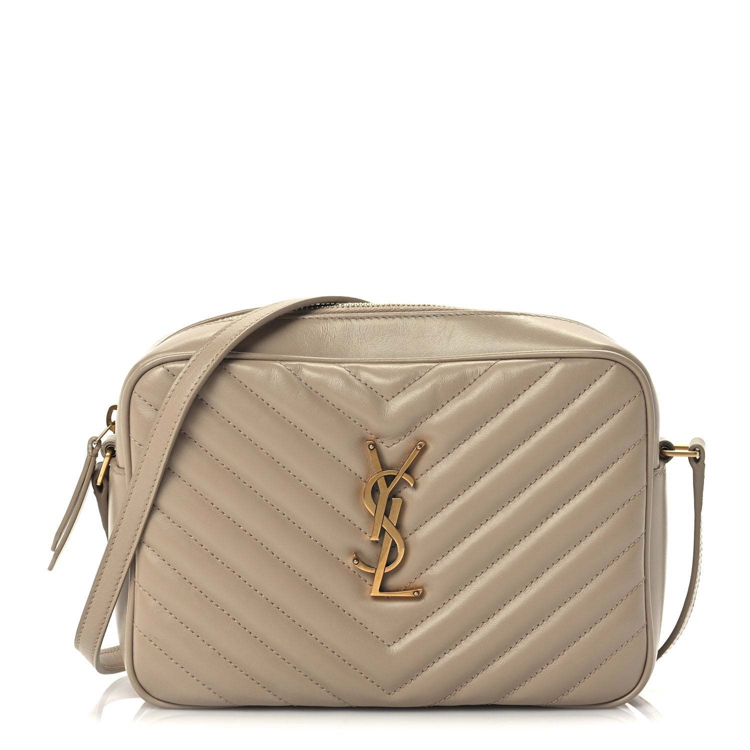 Saint Laurent Calfskin Matelasse Monogram Lou Camera Bag Dark Beige 1 of 8