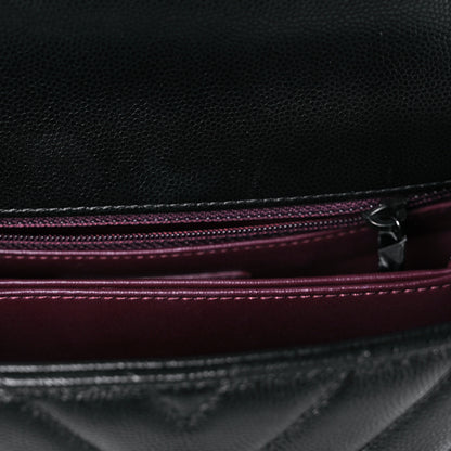 Chanel Caviar Chevron Quilted Mini Coco Handle Flap So Black 12 of 14