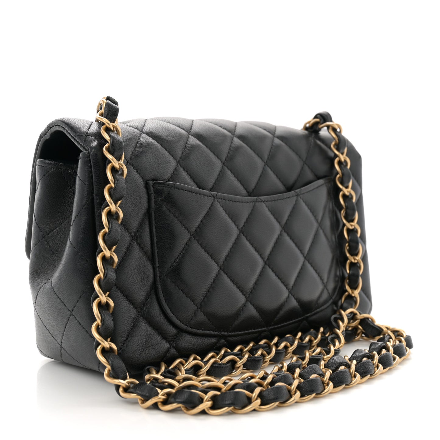 Lambskin Quilted Mini Rectangular Flap Black