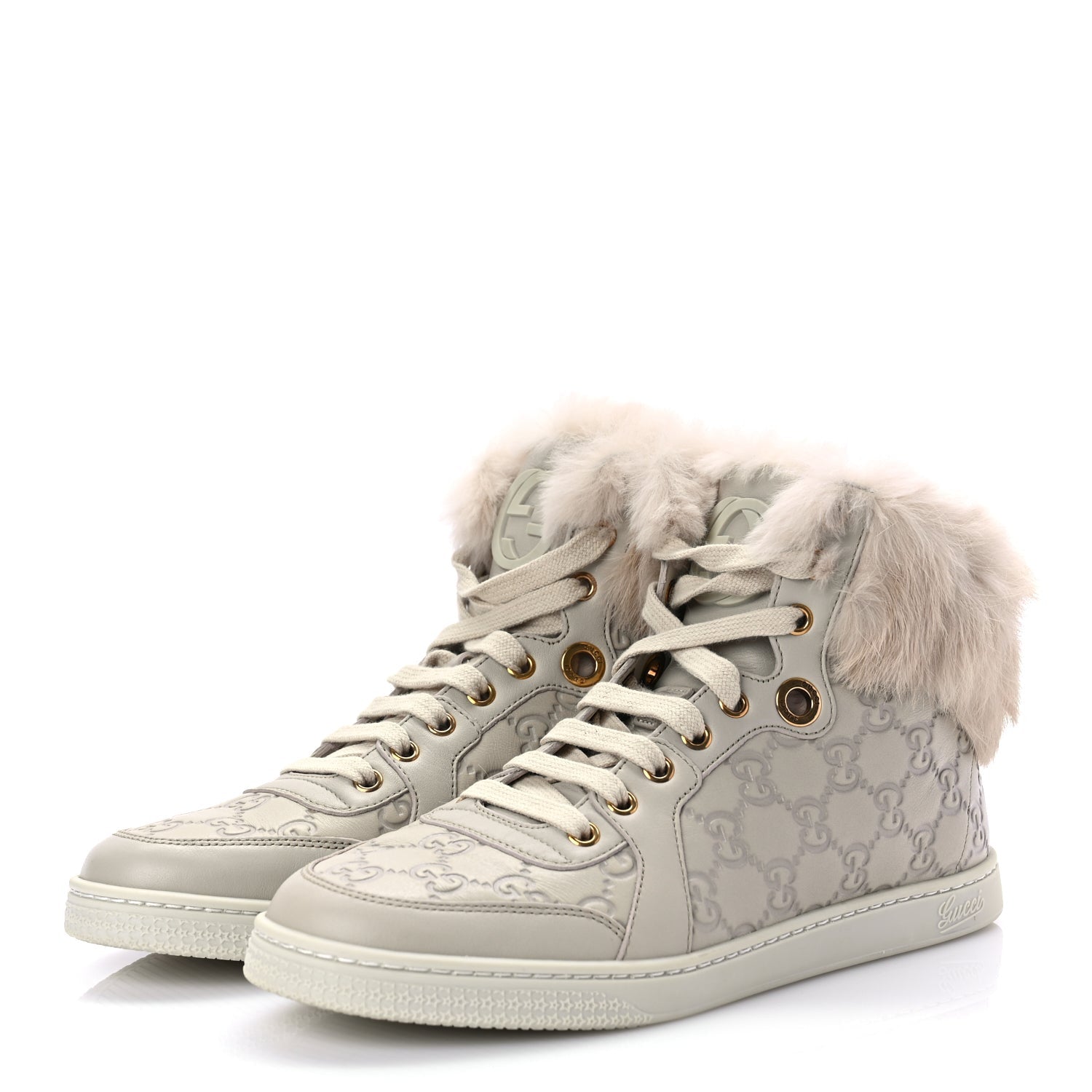 Gucci ssima Rabbit Fur Coda High Top Sneakers 39 White 3 of 10